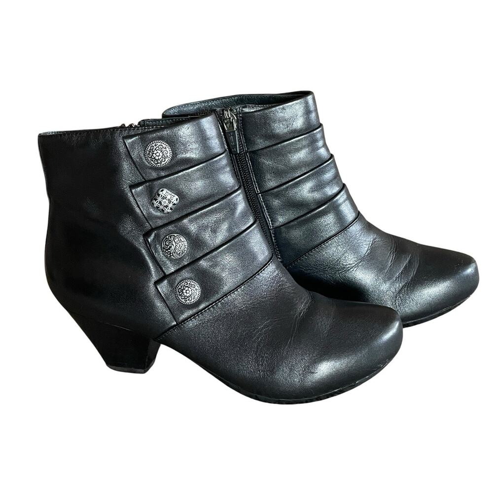 DANSKO Baker Women's Size 37/6.5-7 Black Nappa Leather Side Zip Ankle Boots - Picture 3 of 9